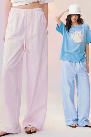 Macaron Color Wide Leg Pants