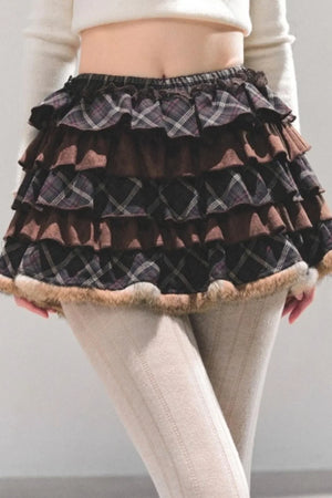 Maillard Poetry Plaid Skirt