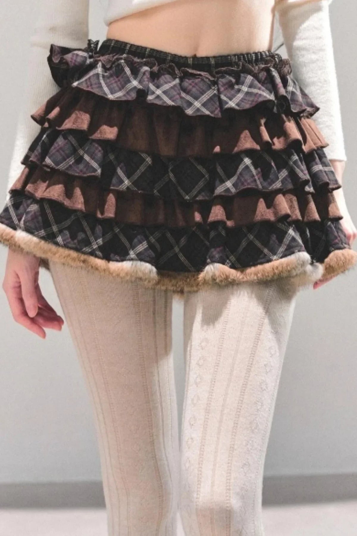 Maillard Poetry Plaid Skirt