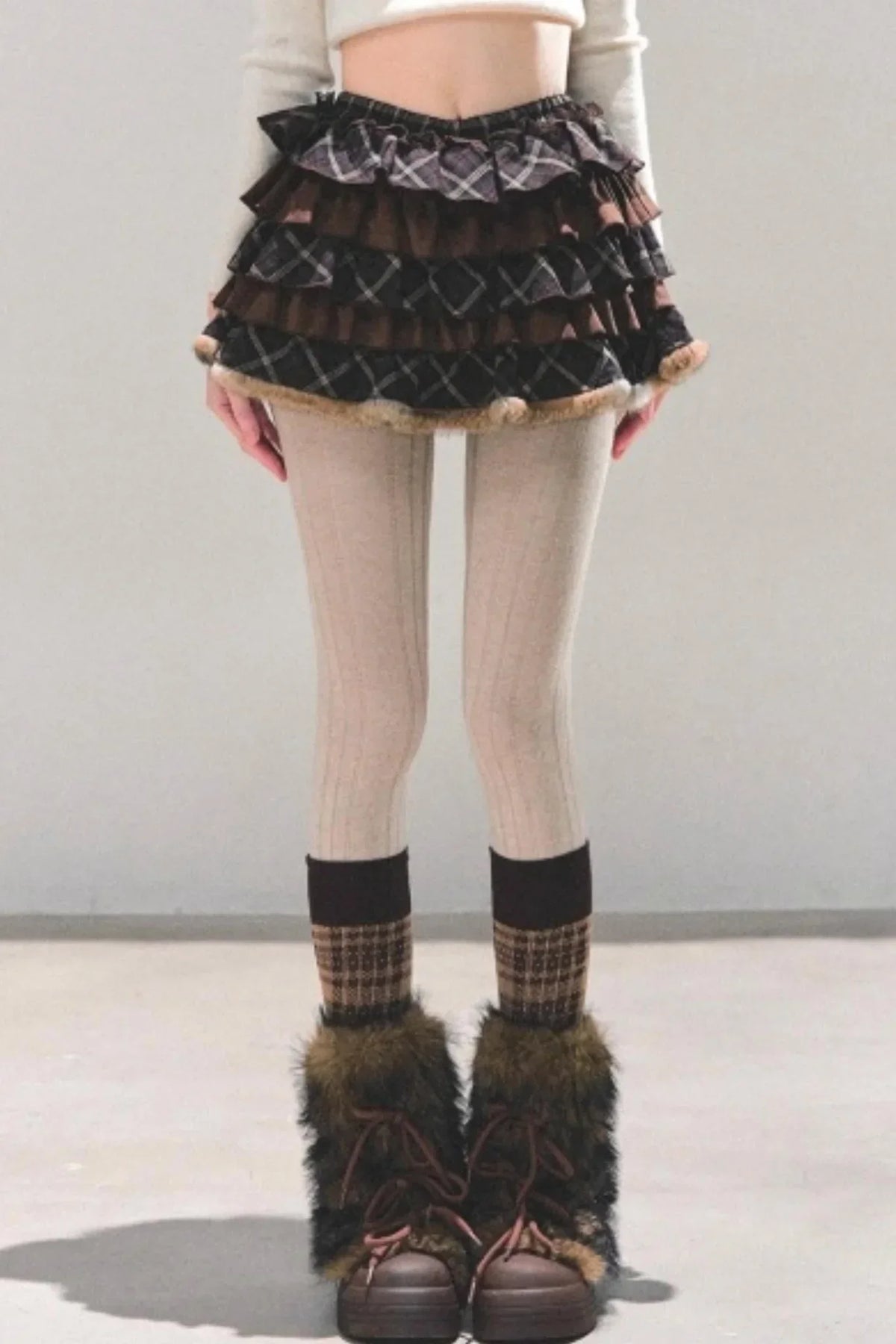 Maillard Poetry Plaid Skirt