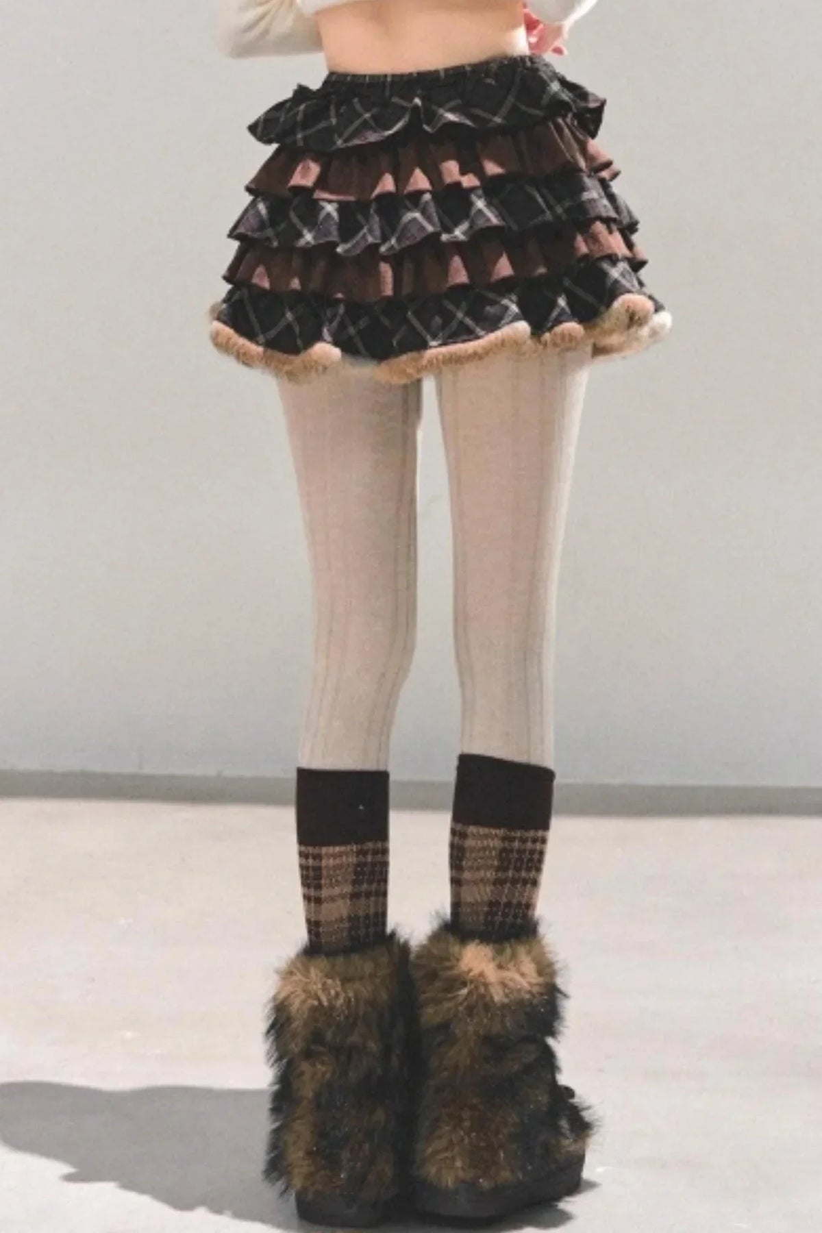 Maillard Poetry Plaid Skirt