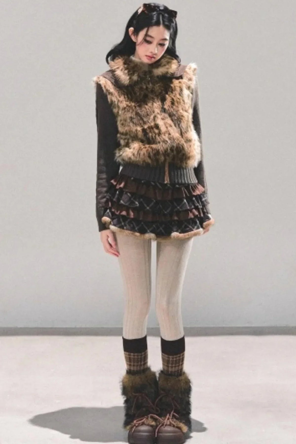 Maillard Poetry Plaid Skirt