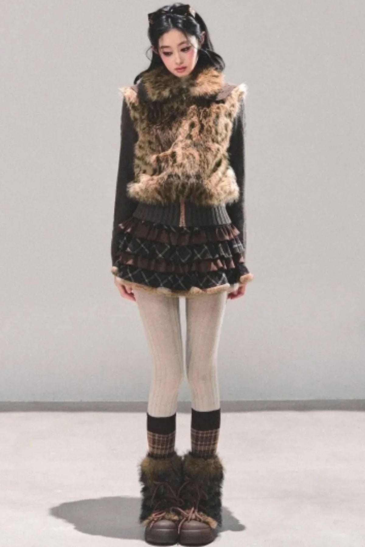 Maillard Poetry Plaid Skirt