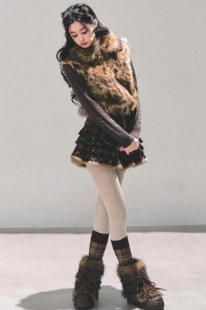 Maillard Poetry Plaid Skirt