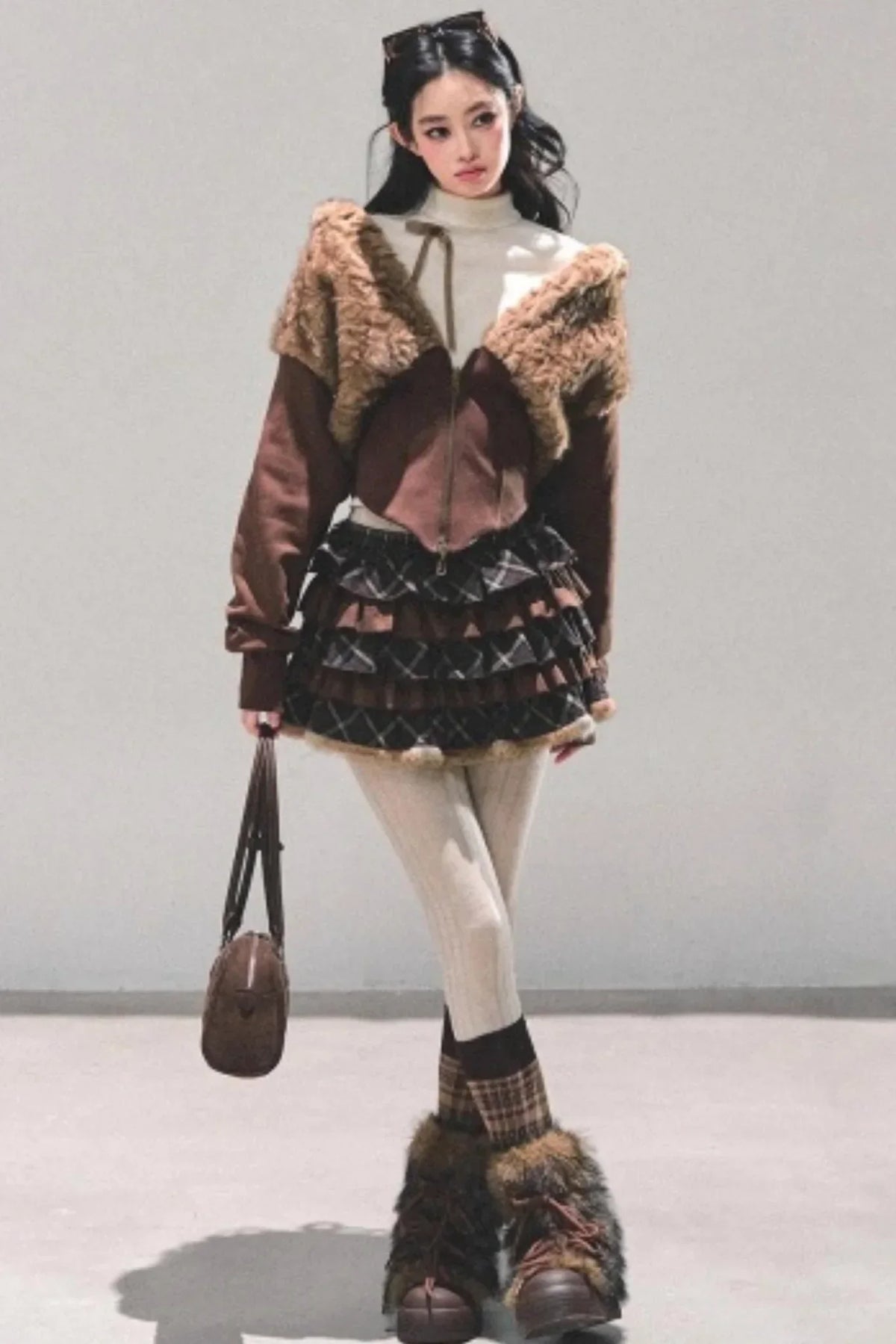 Maillard Poetry Plaid Skirt