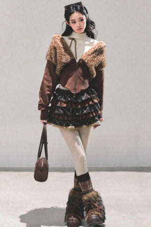 Maillard Poetry Plaid Skirt