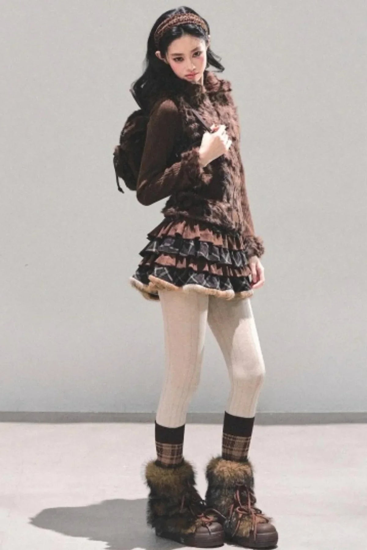 Maillard Poetry Plaid Skirt