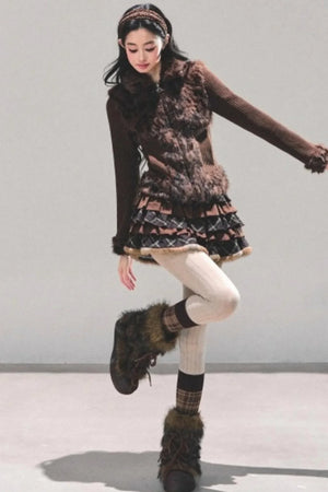 Maillard Poetry Plaid Skirt