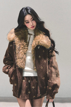 Maillard Wool Jacket With Skirt Set-Up