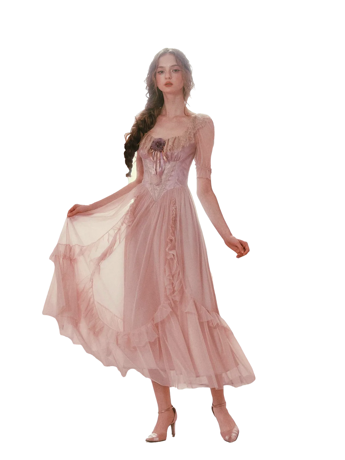 Violet Heliotrope Victorian Mesh Dress
