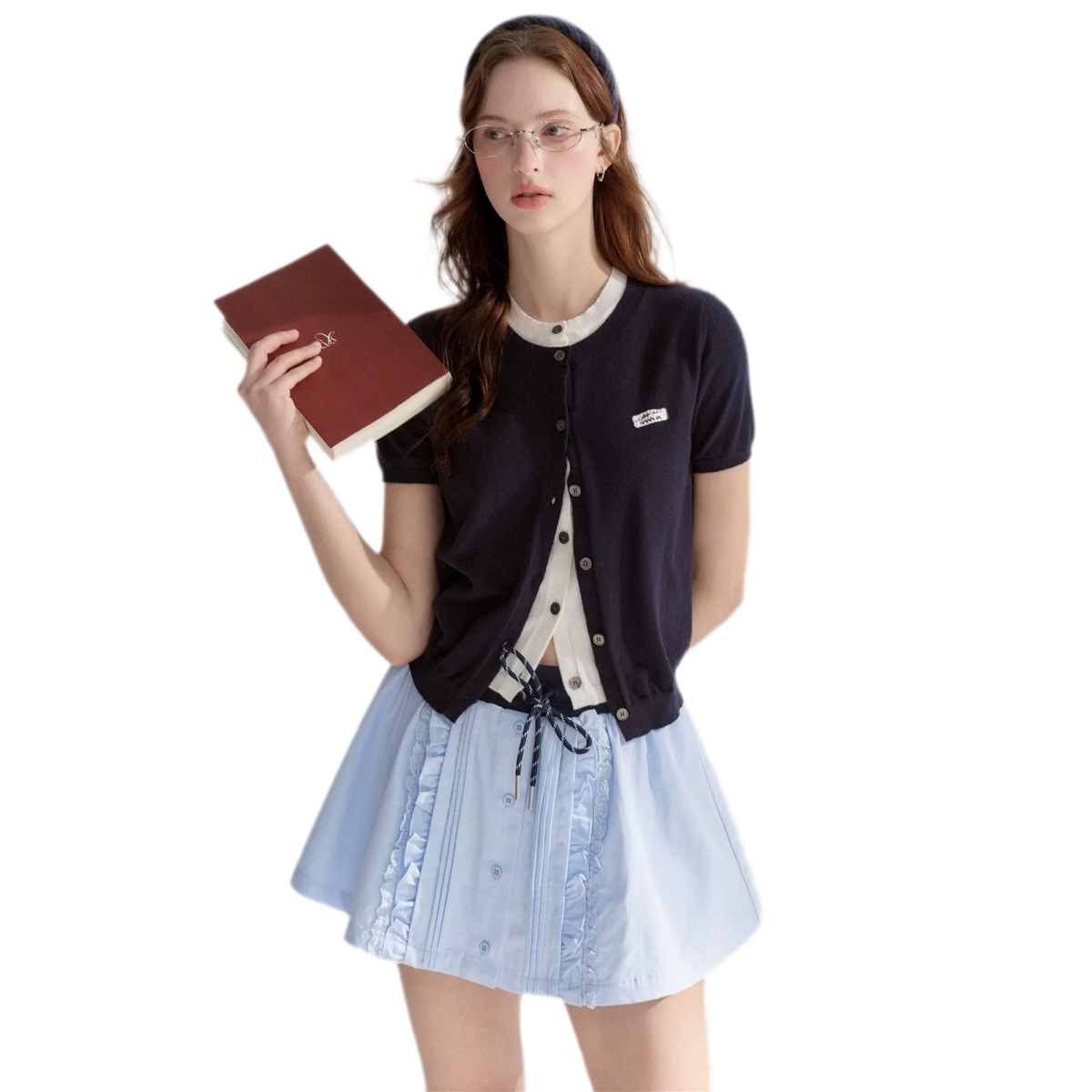Contrast Faux Layer Knit Tee