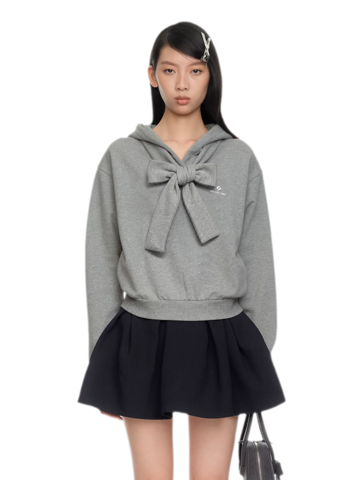 Bow Detail Cropped Hoodie