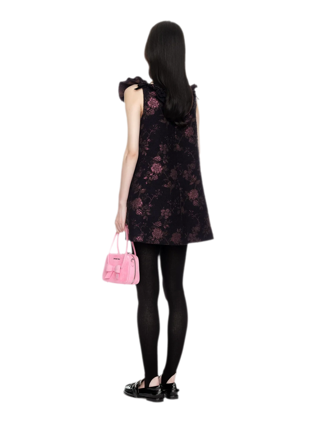 Floral Jacquard Ruffle Mini Dress