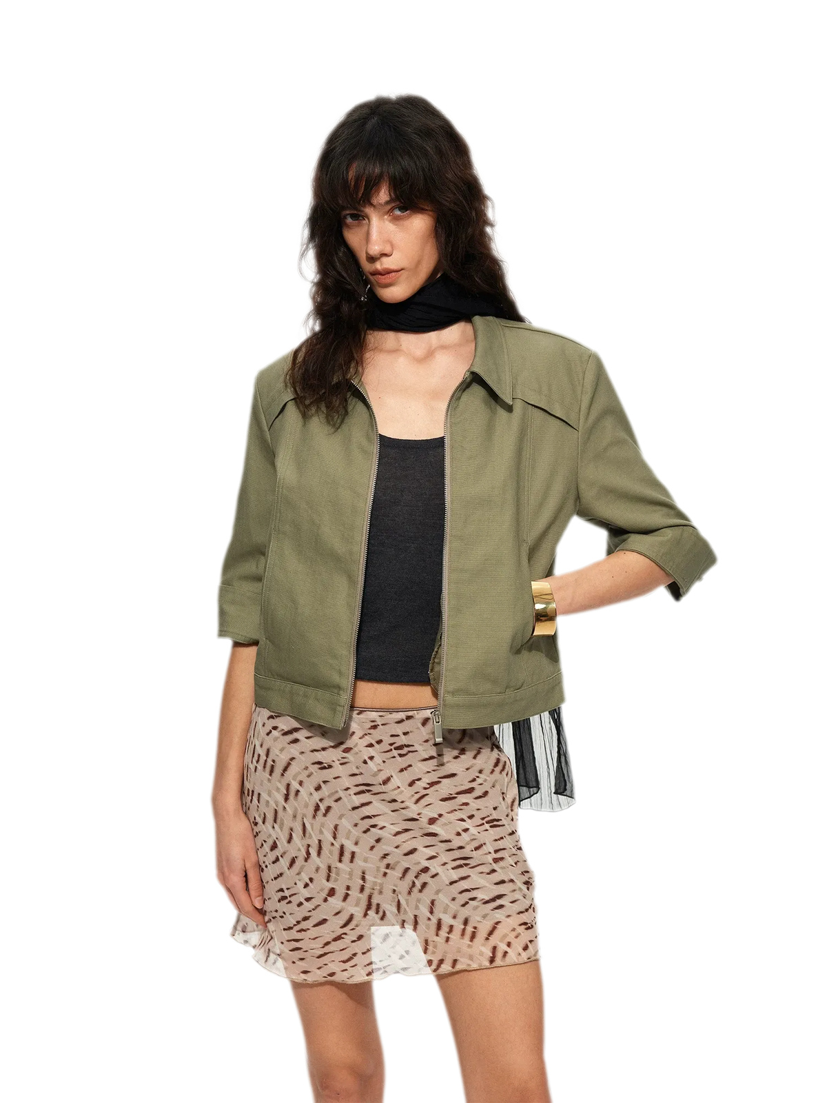 Pure Cotton Cropped Structured Jacket