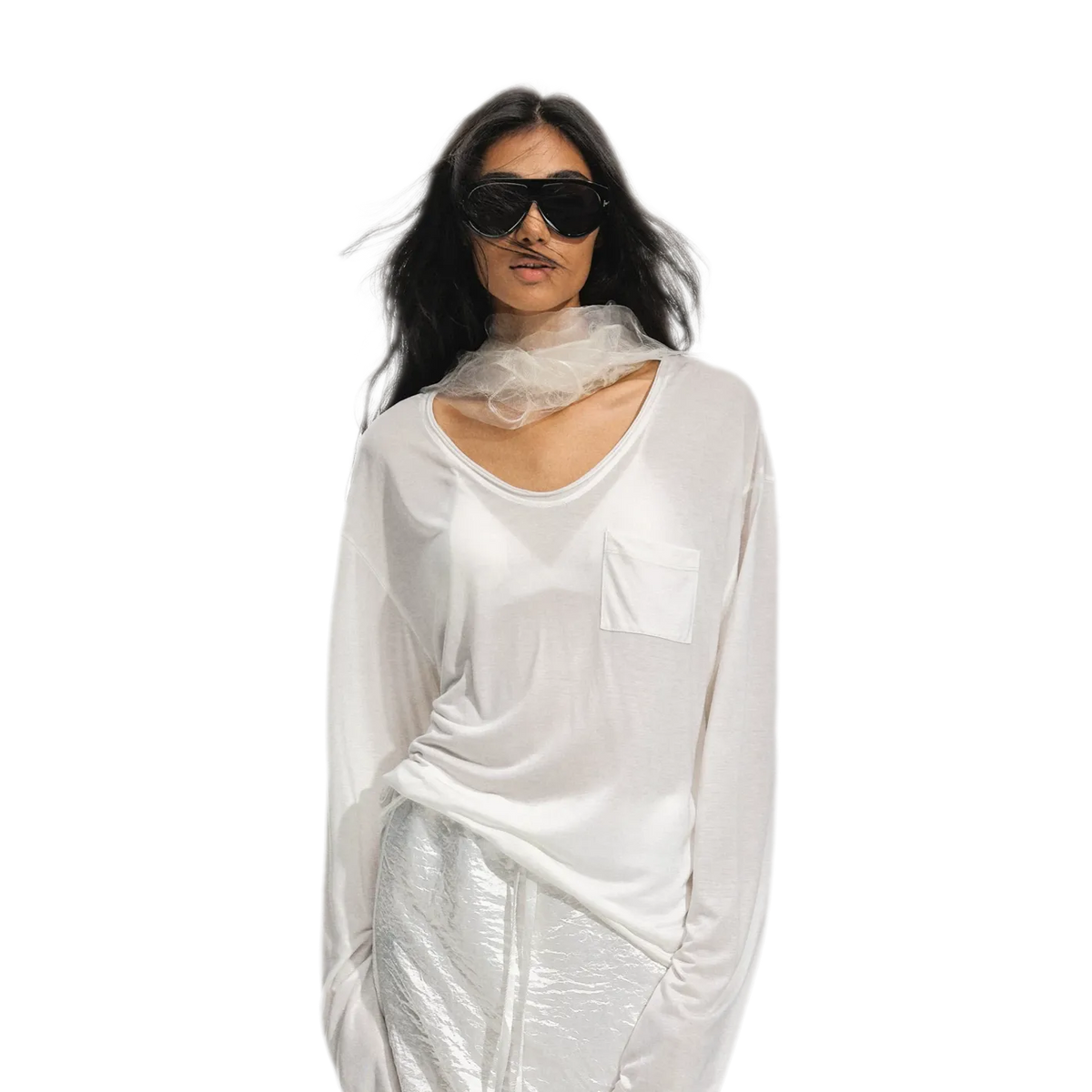 Silk Lyocell Relaxed V-Neck Tee
