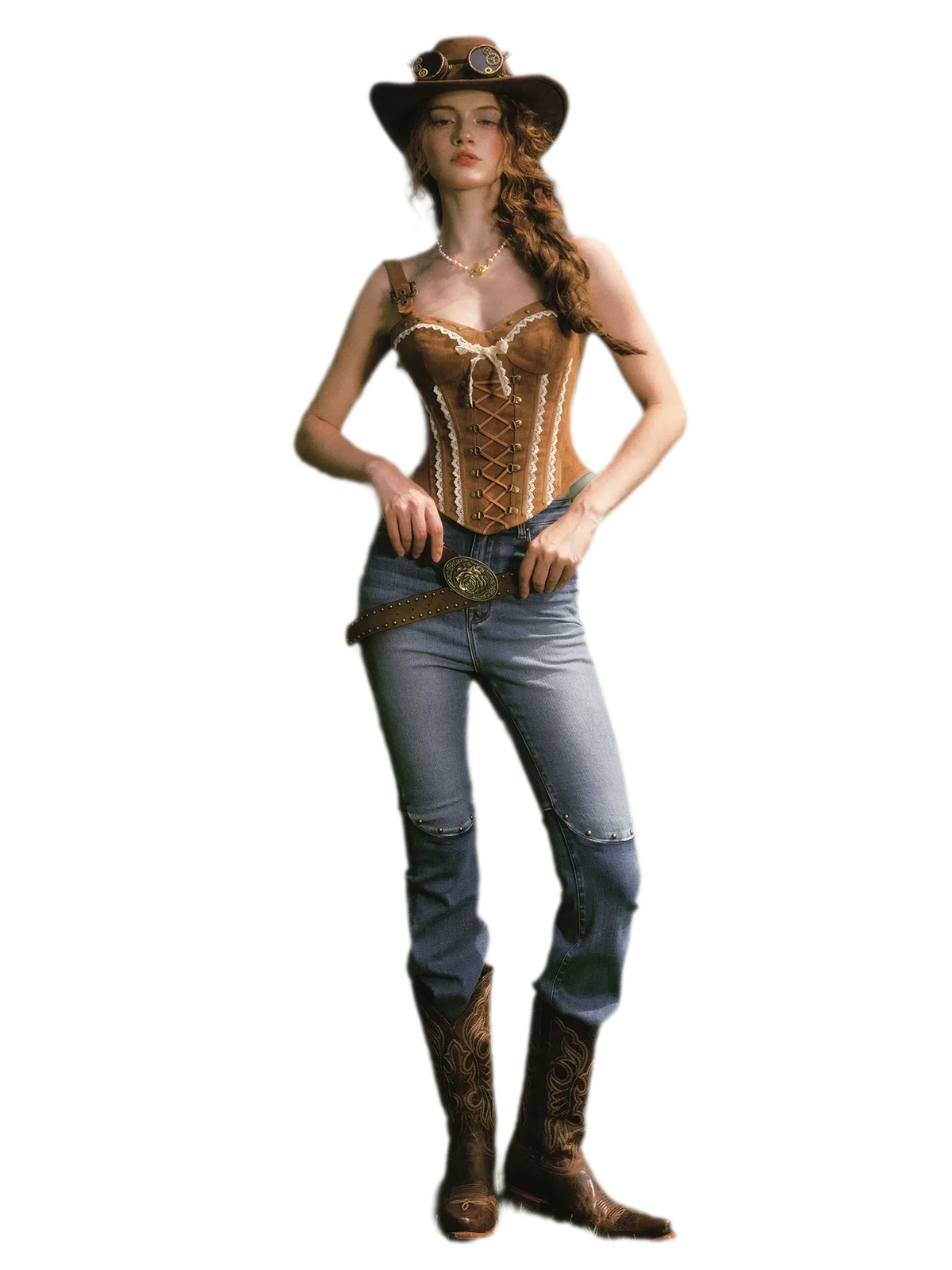 Suede Corset Denim Set