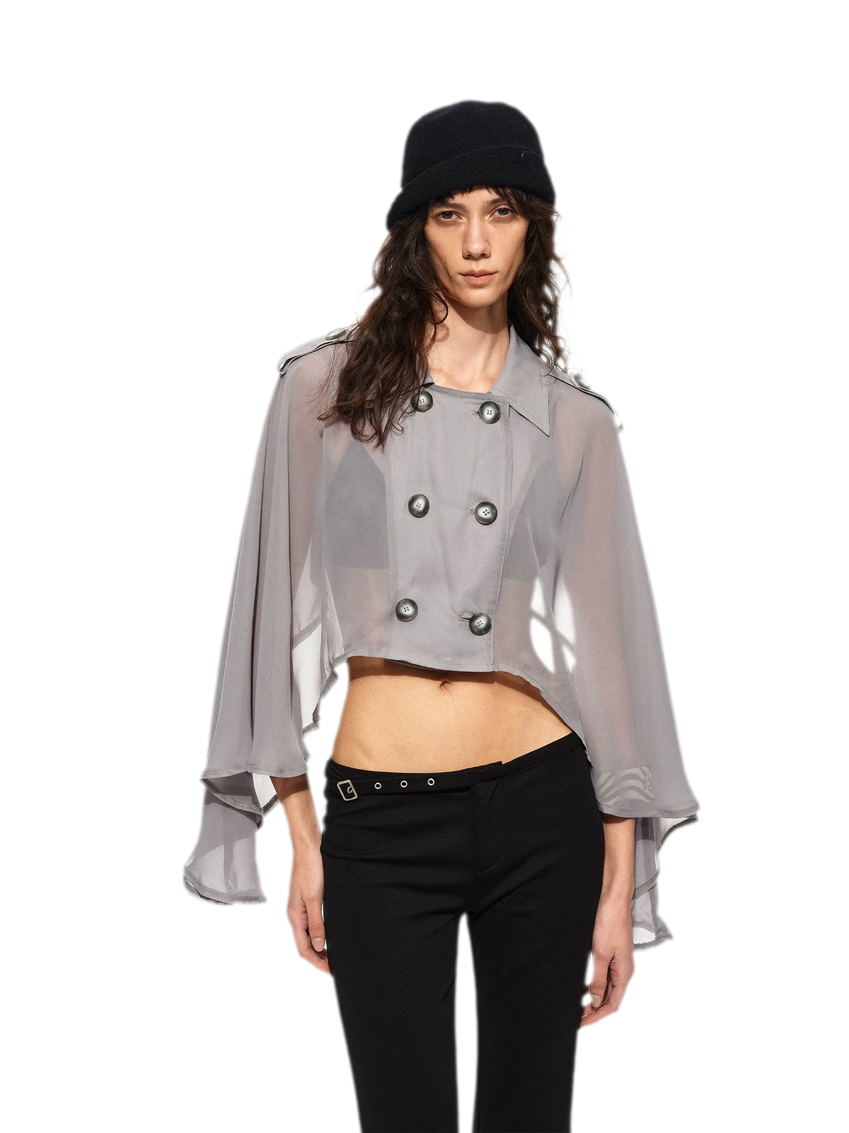 Sheer Trench Cape Top