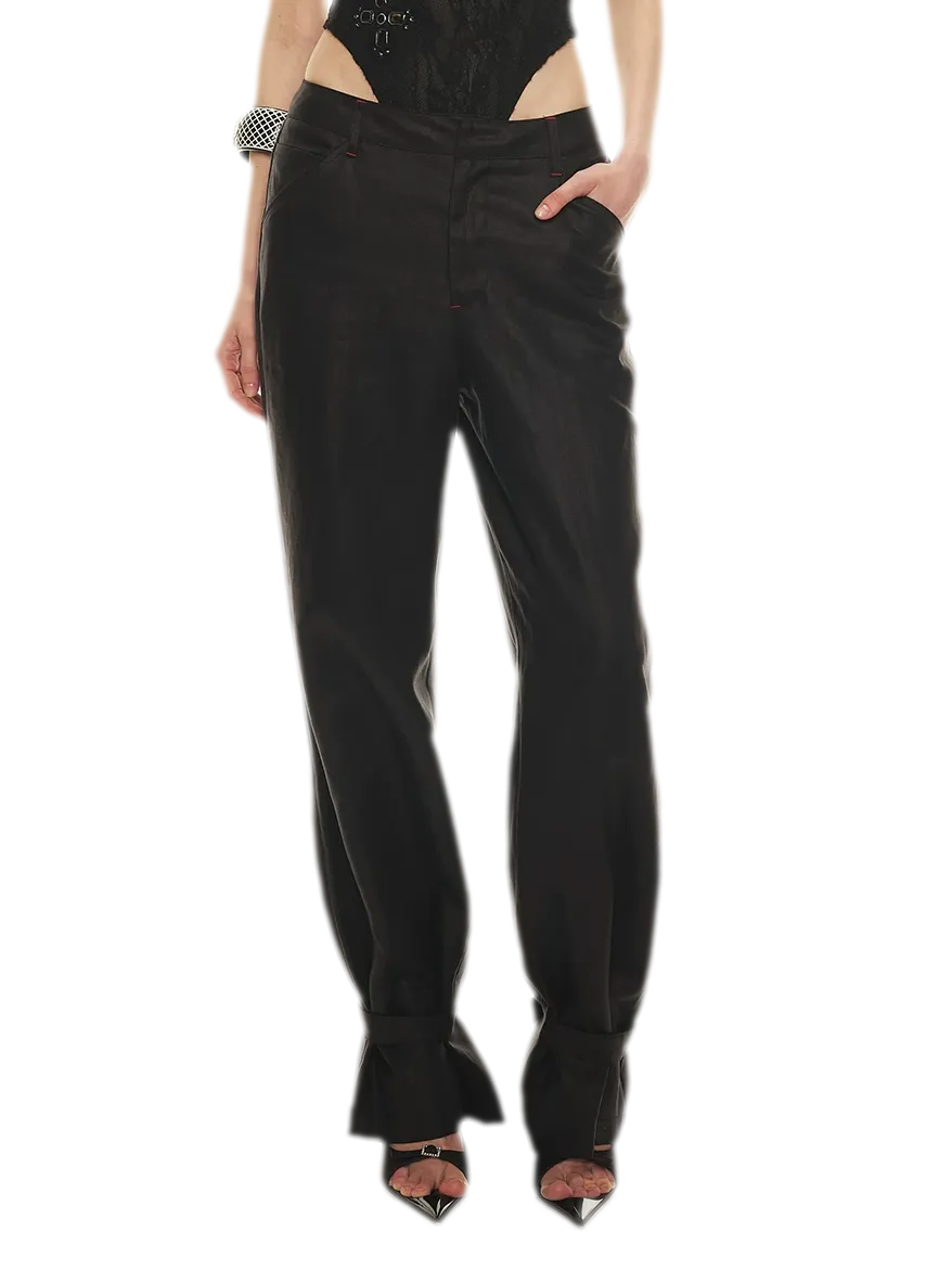 Tencel Linen Vintage Contrast Stitch Casual Pants