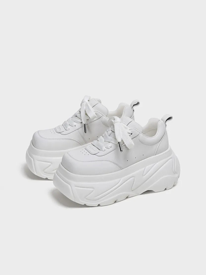 Square Toe Leather Sneakers