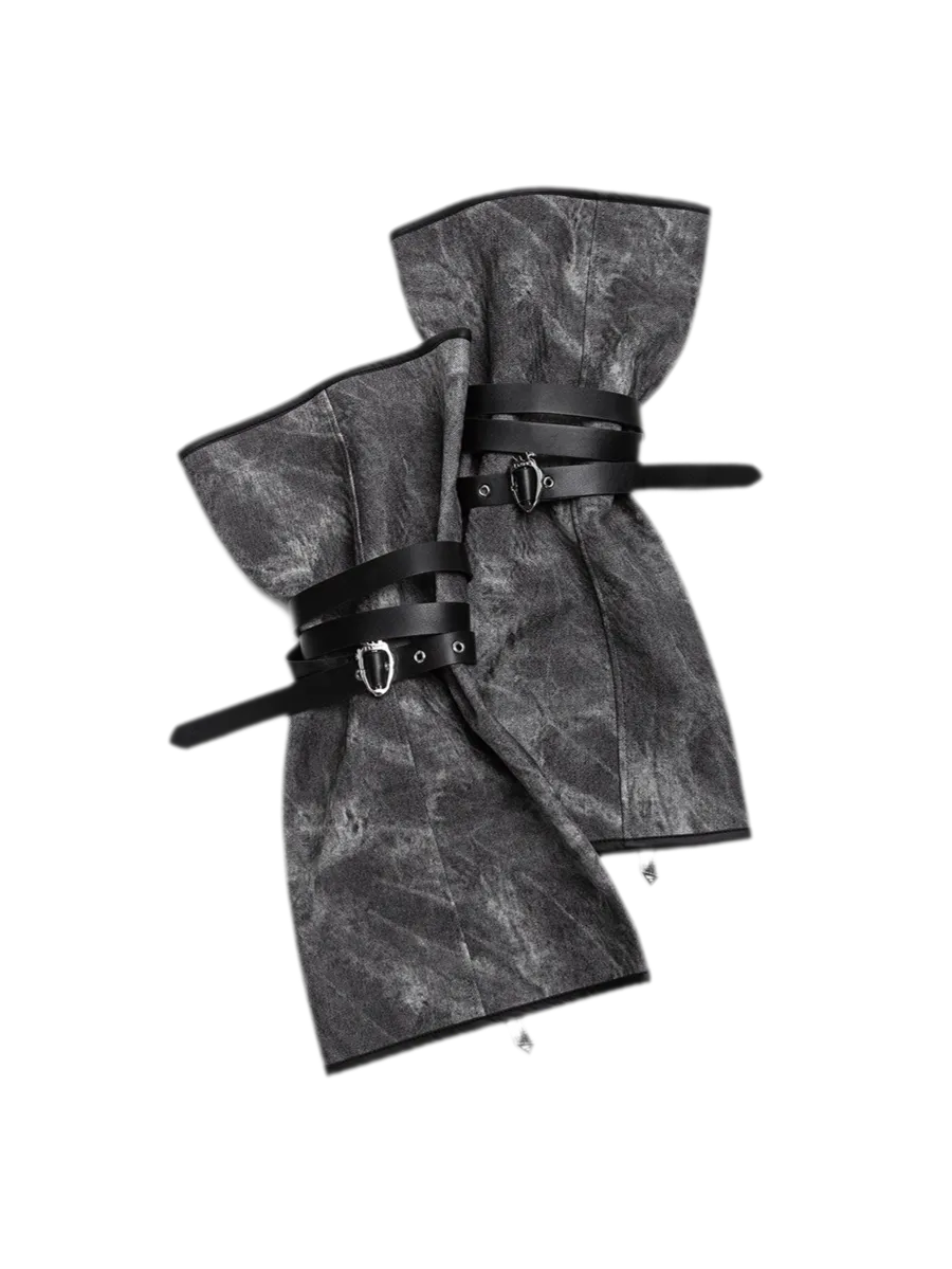 Distressed Leather Slouch Leg Covers