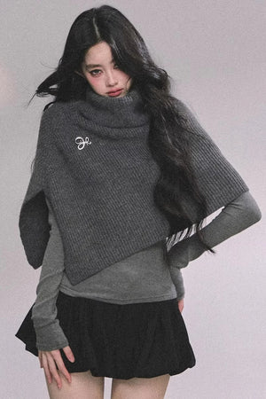 Maple Leaf Knit Sweater Cape Set-Up