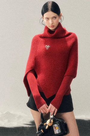 Maple Leaf Knit Sweater Cape Set-Up
