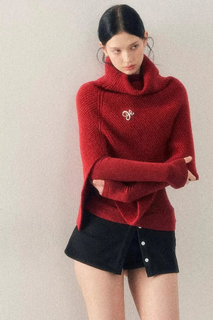 Maple Leaf Knit Sweater Cape Set-Up