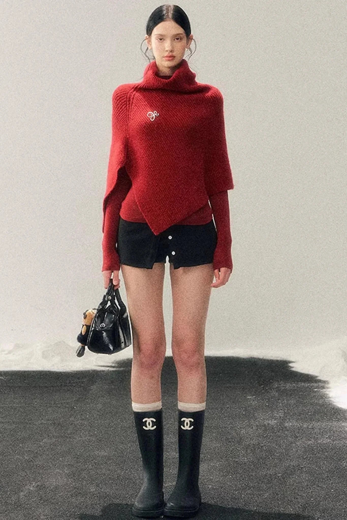Maple Leaf Knit Sweater Cape Set-Up