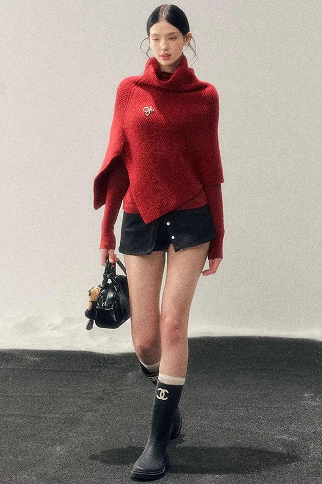 Maple Leaf Knit Sweater Cape Set-Up