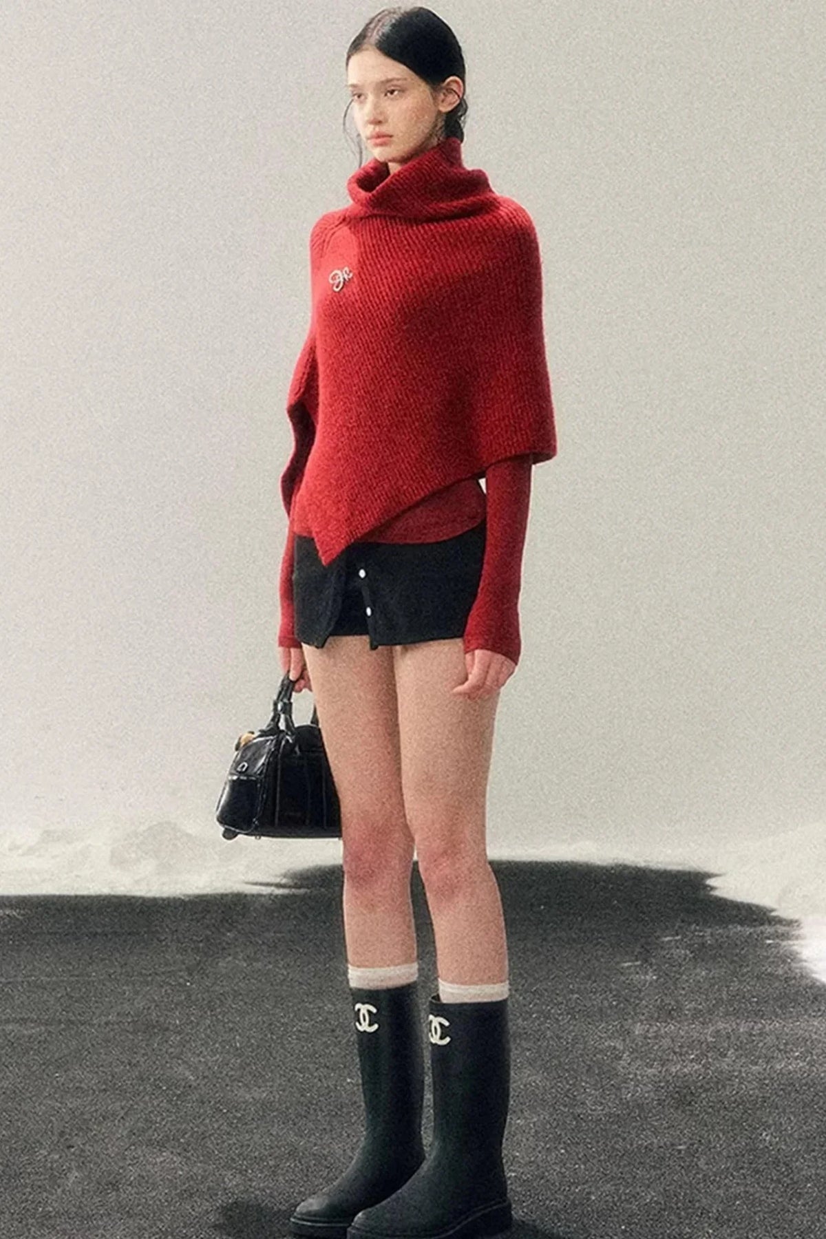 Maple Leaf Knit Sweater Cape Set-Up