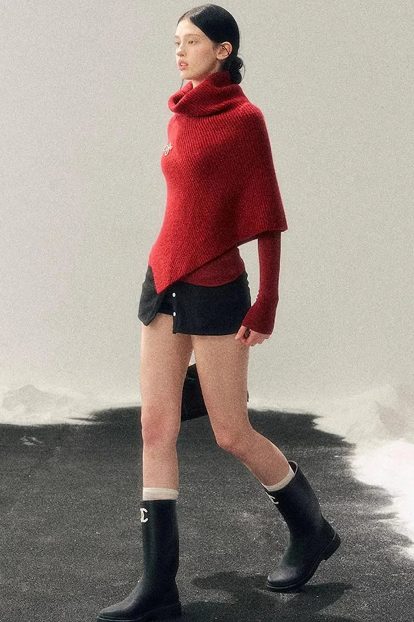 Maple Leaf Knit Sweater Cape Set-Up