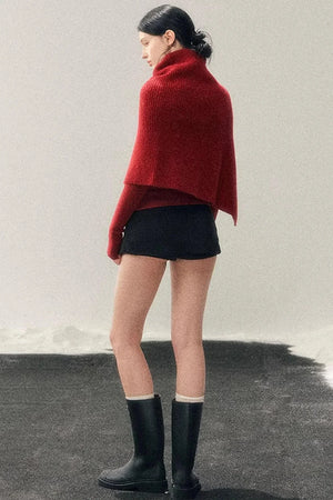 Maple Leaf Knit Sweater Cape Set-Up