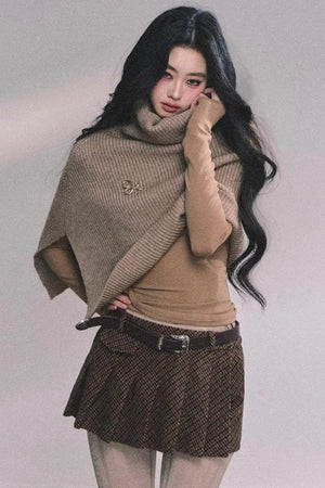 Maple Leaf Knit Sweater Cape Set-Up