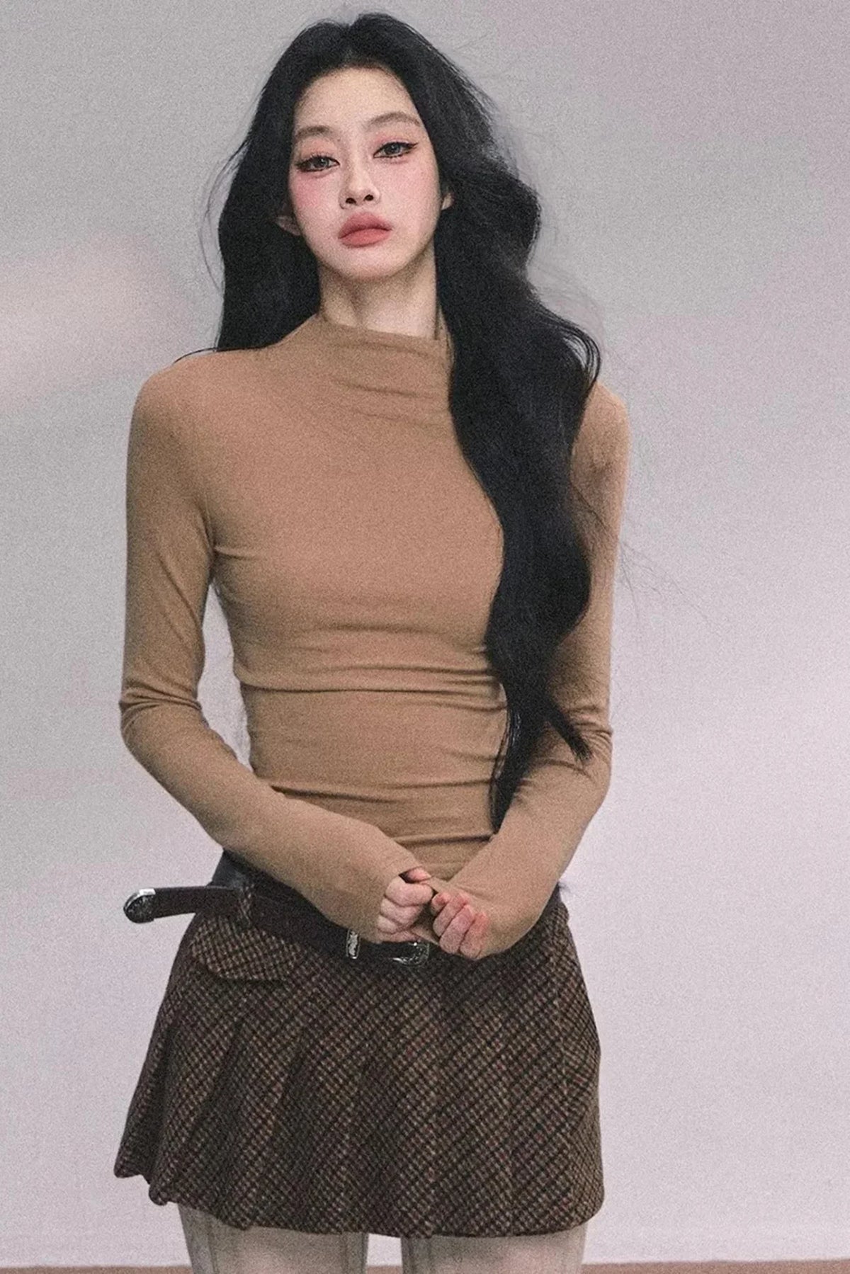 Maple Leaf Knit Sweater Cape Set-Up