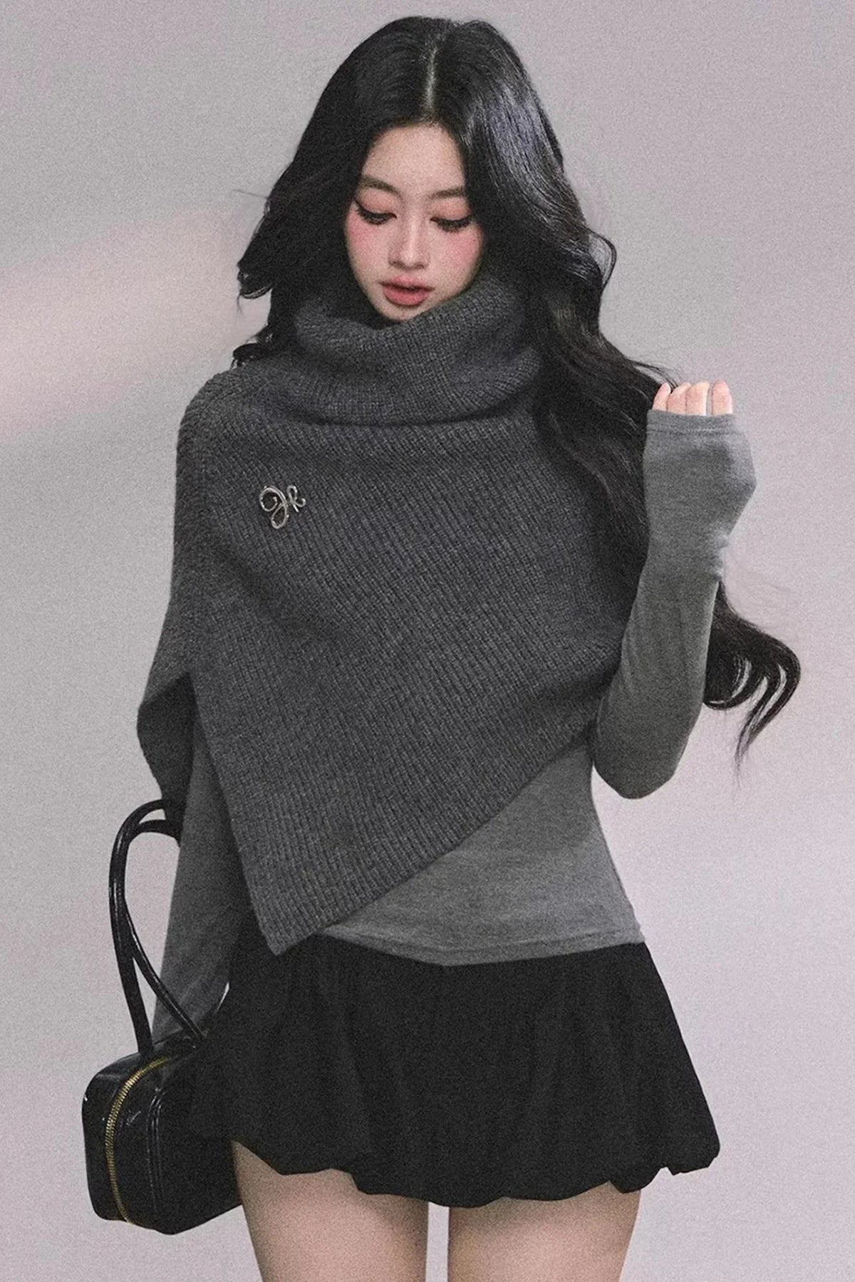 Maple Leaf Knit Sweater Cape Set-Up