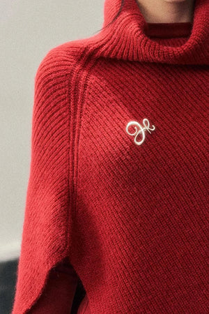 Maple Leaf Knit Sweater Cape Set-Up