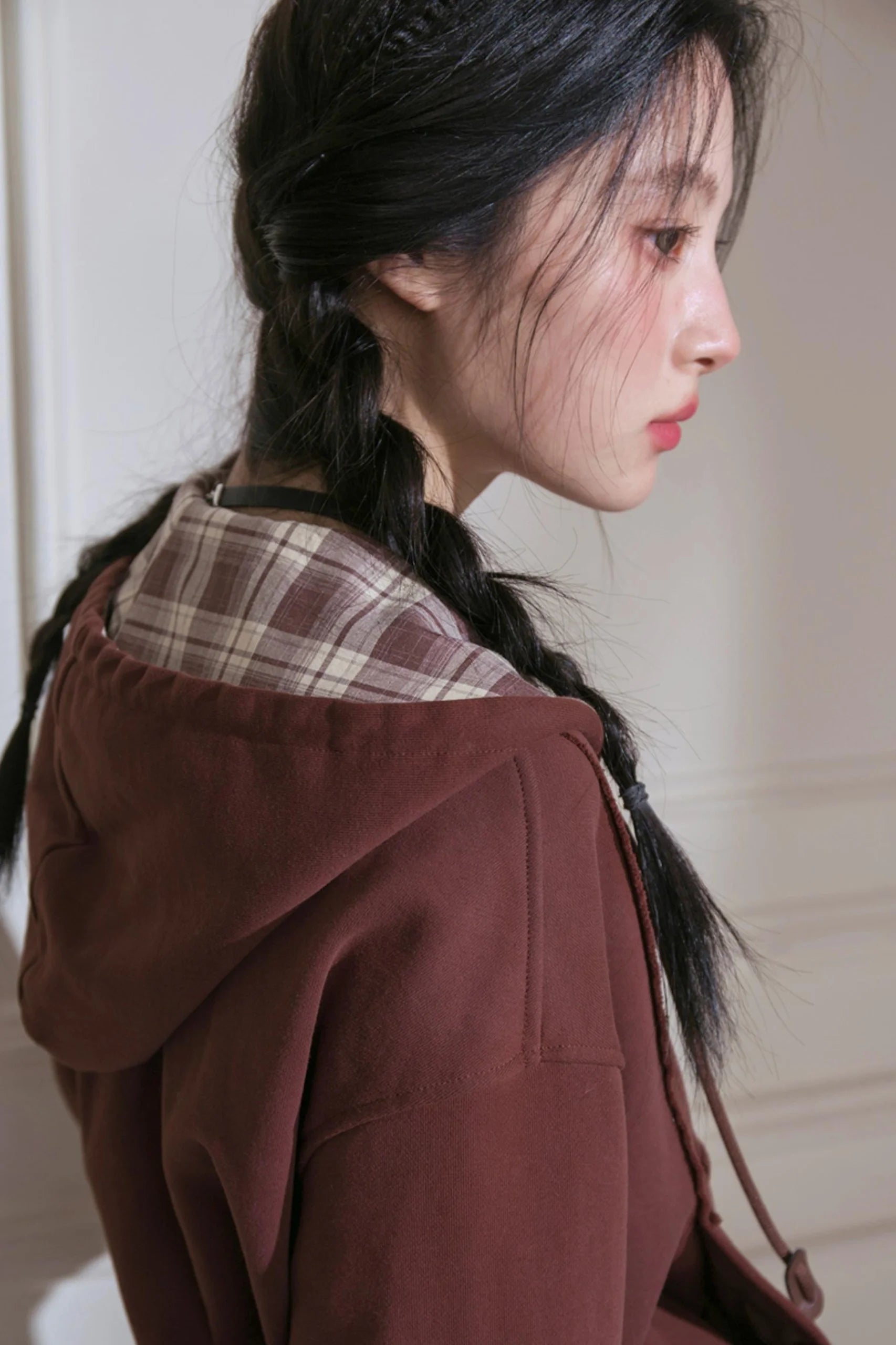 Maple Leaf Red Plaid Patchwork Jacket Set-Up