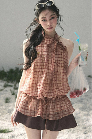 Maple Red Plaid Halter Top