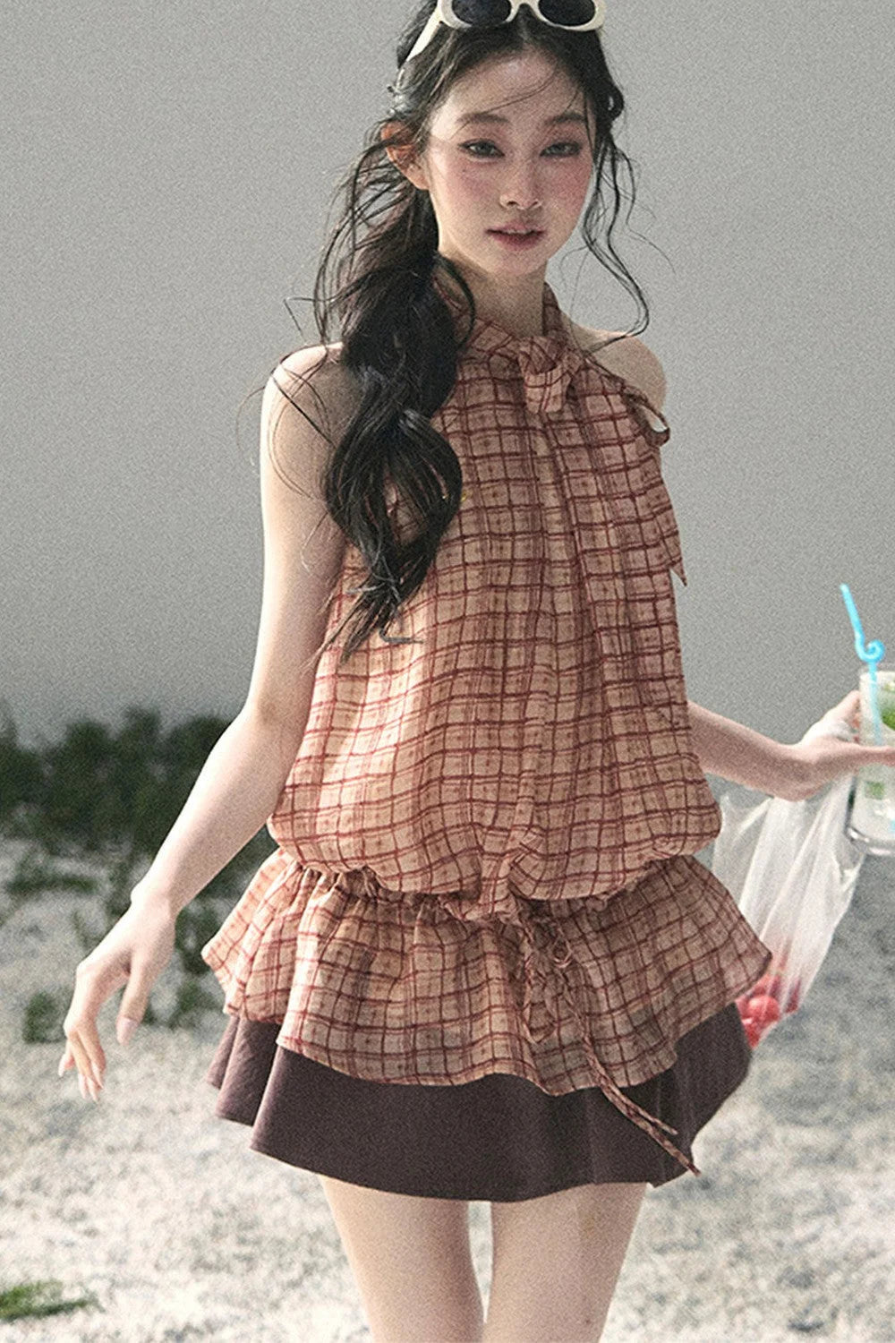 Maple Red Plaid Halter Top
