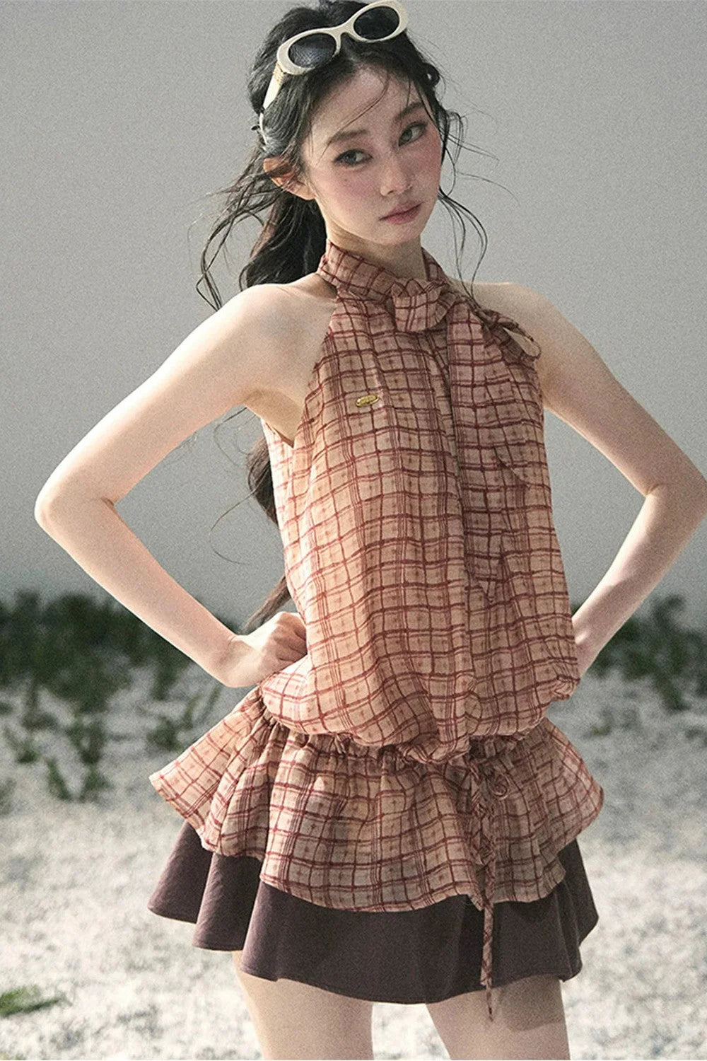 Maple Red Plaid Halter Top