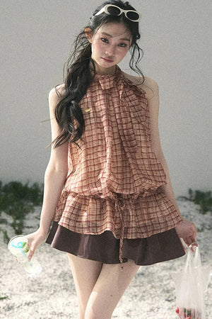 Maple Red Plaid Halter Top