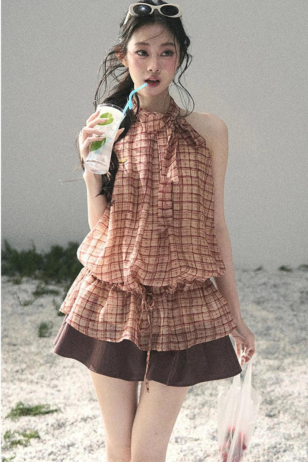 Maple Red Plaid Halter Top