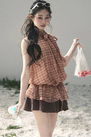 Maple Red Plaid Halter Top