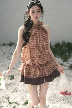 Maple Red Plaid Halter Top