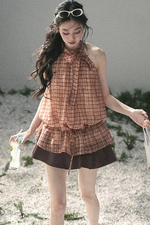 Maple Red Plaid Halter Top