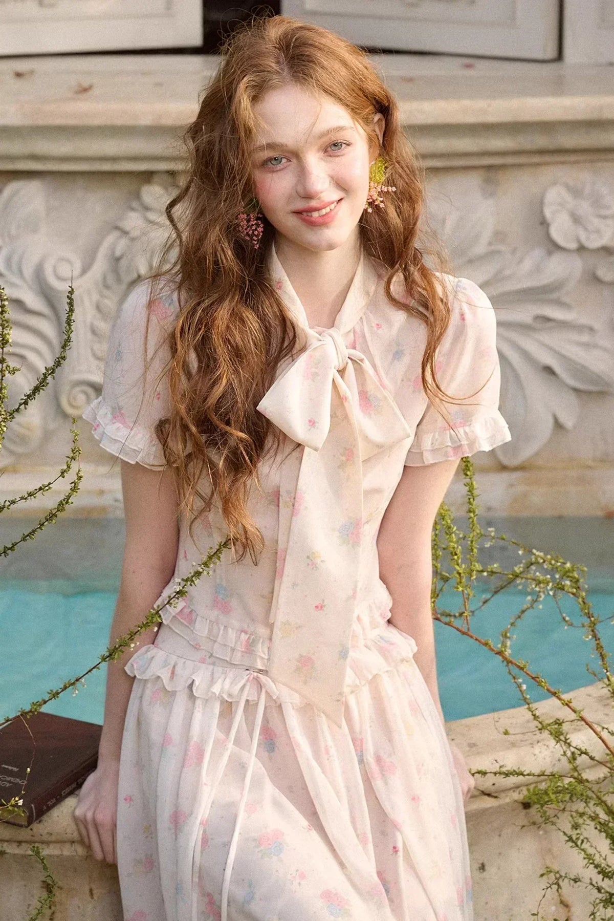 Mediterranean Print Chiffon Skirt Set-Up