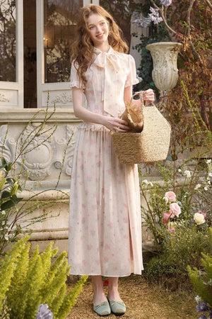 Mediterranean Print Chiffon Skirt Set-Up