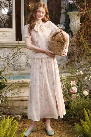 Mediterranean Print Chiffon Skirt Set-Up
