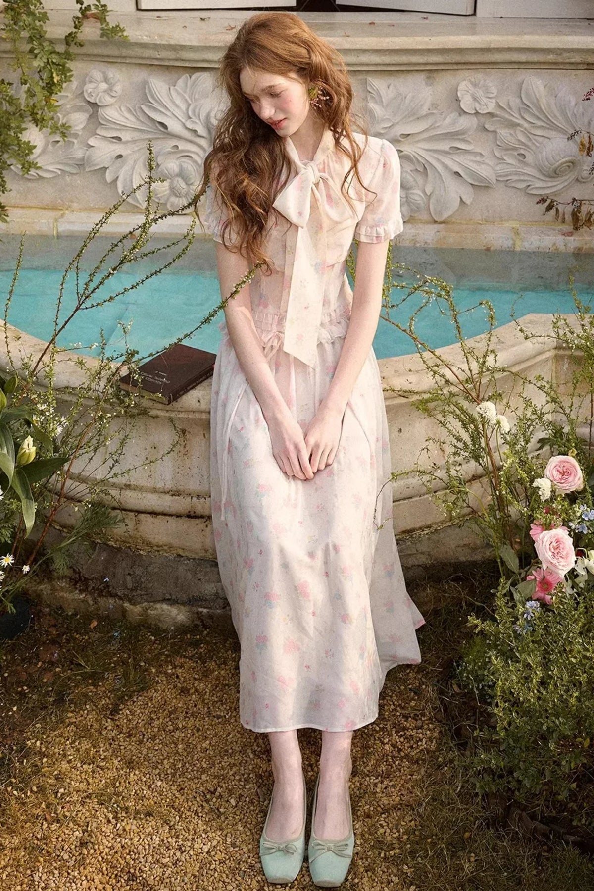 Mediterranean Print Chiffon Skirt Set-Up