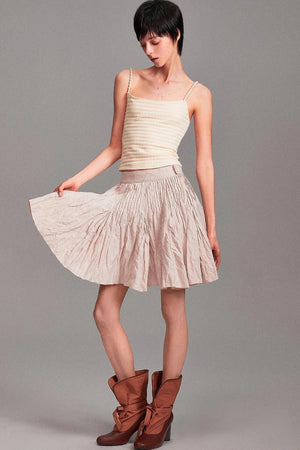 Memory Metallic Wire Crinkled A-Line Skirt